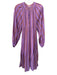 Matta Size XL Purple & Muted Red Cotton Keyhole Front Striped Long Sleeve Dress Purple & Muted Red / XL