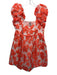 Anthropologie Size M Orange & Pink Nylon Blend Short Puff Sleeve Baby Doll Dress Orange & Pink / M