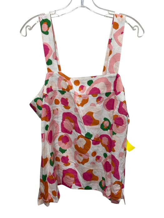 Emily McCarthy Size L White, Pink & Orange Rayon Blend Sleeveless Back Zip Top White, Pink & Orange / L