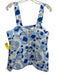 Emily McCarthy Size M White & Mixed Blues Linen Blend Sleeveless Back Zip Top White & Mixed Blues / M