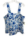 Emily McCarthy Size M White & Mixed Blues Linen Blend Sleeveless Back Zip Top White & Mixed Blues / M