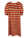 Sunshine Tienda Size M Orange & Multi Cotton Striped Band Puff Sleeve Midi Dress Orange & Multi / M