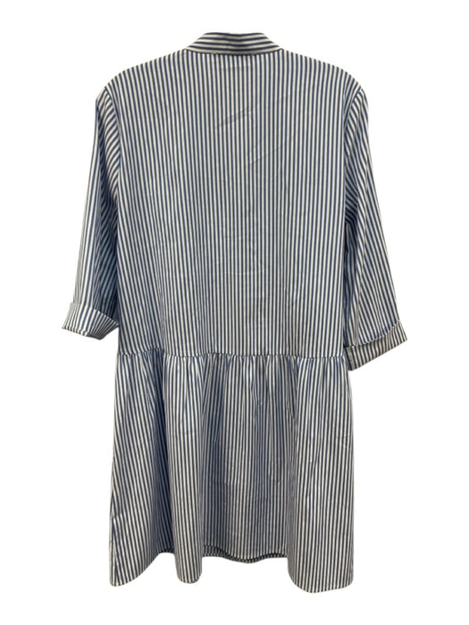 Tuckernuck Size M Blue & White Polyester Striped Long Sleeve Button Front Dress Blue & White / M