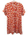 Diane Von Furstenberg Size M White, Orange & Pink Cotton V Neck Pintuck Dress White, Orange & Pink / M