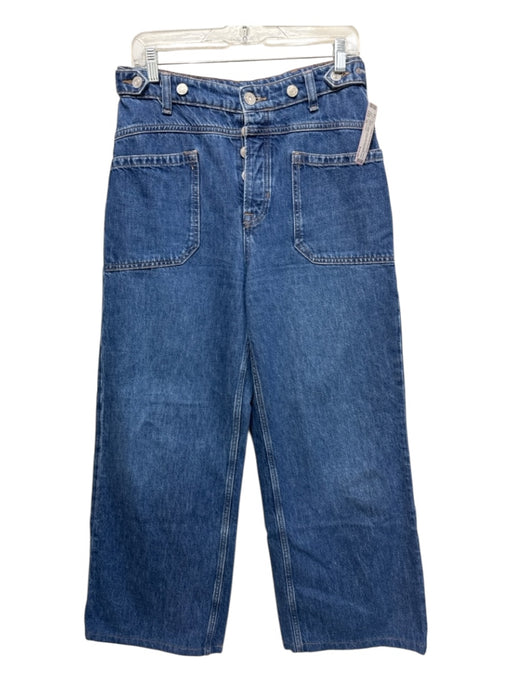 Free People Size 29 Medium Wash Cotton Blend Button Fly adjustable waist Jeans Medium Wash / 29