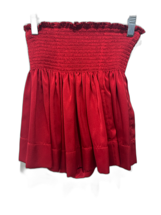 Koch Size S Red Polyester Satin Smocked Waist Mini Shorts Red / S
