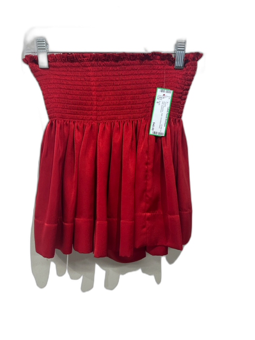 Koch Size S Red Polyester Satin Smocked Waist Mini Shorts Red / S
