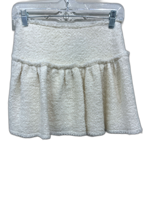 Loveshackfancy Size 0 Cream Cotton Boucle Gathered Lined Mini Skirt Cream / 0