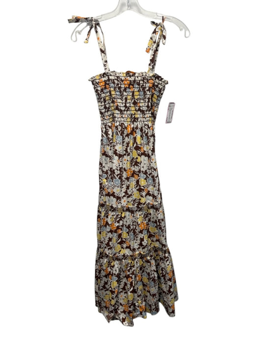 Tory Burch Size XS brown, blue, orange Cotton Blend Sleeveless Floral Dress brown, blue, orange / XS