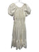 Ulla Johnson Size 2 Cream White Cotton Short Puff Sleeve Elastic Waist Dress Cream White / 2