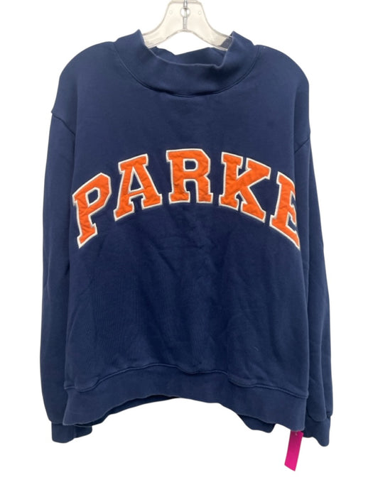 Parke Size L/XL Navy Blue & Orange Cotton Long Sleeve Logo Pull Over Sweater Navy Blue & Orange / L/XL
