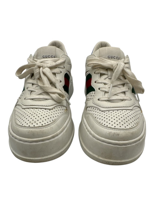 Gucci Shoe Size 38.5 White, Green, Red Leather Upper Lace Up Gucci Web Sneakers White, Green, Red / 38.5