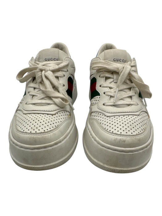 Gucci Shoe Size 38.5 White, Green, Red Leather Upper Lace Up Gucci Web Sneakers White, Green, Red / 38.5