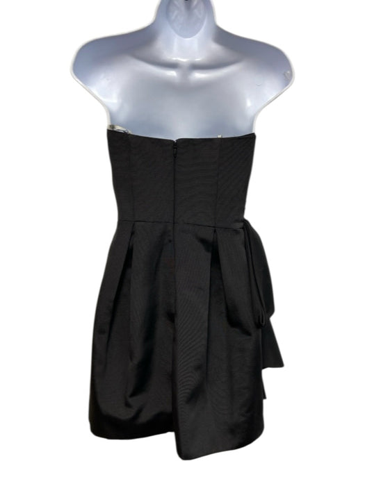 ML Monique Lhuillier Size 0 Black Rayon Blend Gathered Drape Detail Mini Dress Black / 0