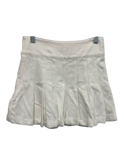 Alice + Olivia Jeans Size 24 White Cotton Blend Pleated Button Sides Mini Skirt White / 24