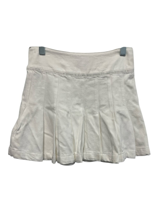 Alice + Olivia Jeans Size 24 White Cotton Blend Pleated Button Sides Mini Skirt White / 24