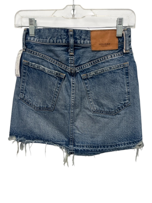 Moussy Vintage Size 23 Medium Wash Cotton Denim Button Fly Cut Off Mini Skirt Medium Wash / 23