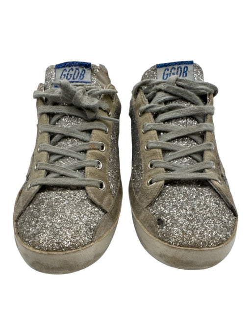 Golden Goose Shoe Size 39 Silver, Gray, Navy Blue Glitter & Leather Sneakers Silver, Gray, Navy Blue / 39