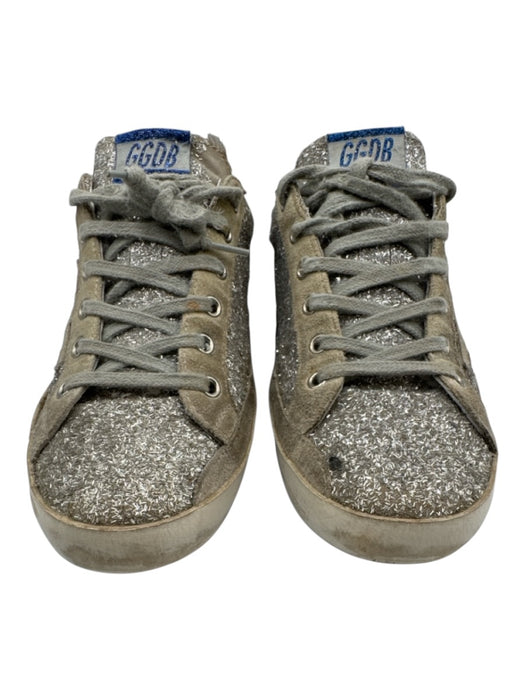 Golden Goose Shoe Size 39 Silver, Gray, Navy Blue Glitter & Leather Sneakers Silver, Gray, Navy Blue / 39