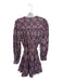 Pinch Size L Purple & Gray Cotton Long Balloon Sleeve Flowers Belted Dress Purple & Gray / L