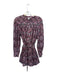 Pinch Size L Purple & Gray Cotton Long Balloon Sleeve Flowers Belted Dress Purple & Gray / L
