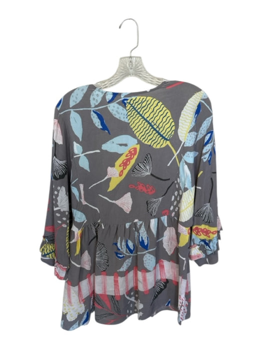 Foil Size 8 Gray & multi Long Sleeve Leaves Lace Up Top Gray & multi / 8
