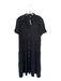 1. State Size L Black Polyester Short Balloon Sleeve Collar Button Down Dress Black / L