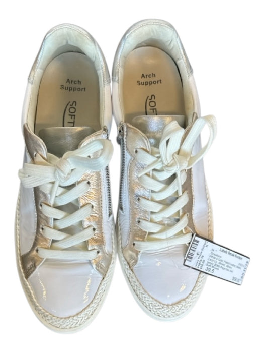 Soft Waves Shoe Size 39.5 White & Gold Patent Leather Metallic Lace Up Sneakers White & Gold / 39.5