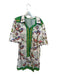 Annick Size L Cream & Green Polyester 3/4 Balloon Sleeve Birds Collar Dress Cream & Green / L