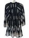 Ciebon Size M Black & Ivory Cotton Long Balloon Sleeve Embroidered Dress Black & Ivory / M