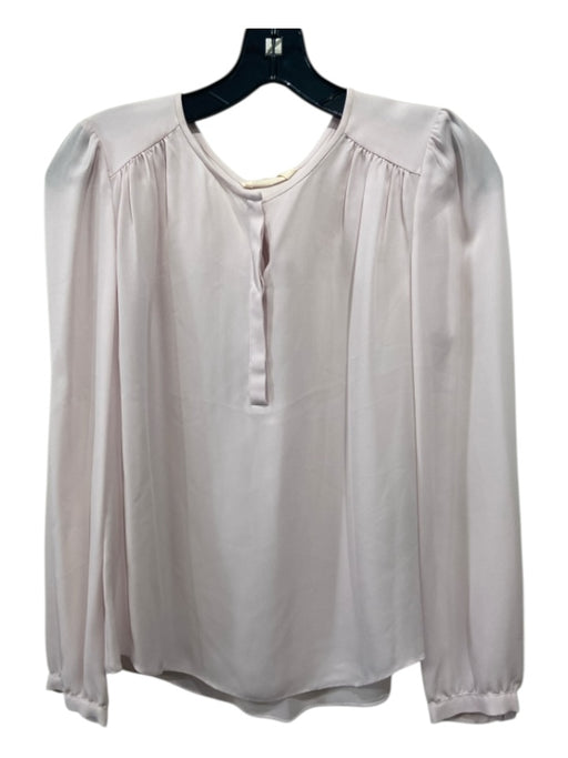 Rebecca Taylor Size 4 Dusty Pink Silk Semi Sheer Long Sleeve Split V neck Top Dusty Pink / 4
