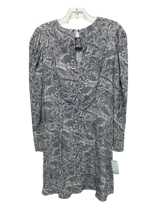& Other Stories Size 4 Black & White Viscose Paisley Keyhole Long Sleeve Dress Black & White / 4