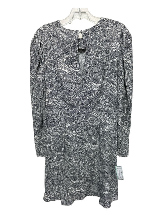 & Other Stories Size 4 Black & White Viscose Paisley Keyhole Long Sleeve Dress Black & White / 4