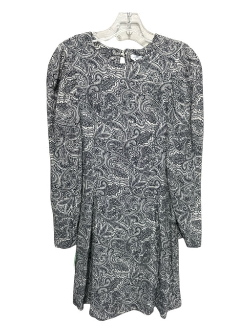 & Other Stories Size 4 Black & White Viscose Paisley Keyhole Long Sleeve Dress Black & White / 4