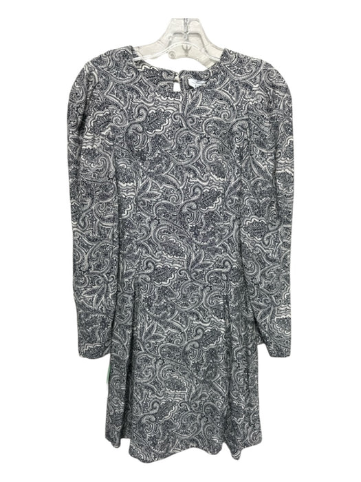 & Other Stories Size 4 Black & White Viscose Paisley Keyhole Long Sleeve Dress Black & White / 4