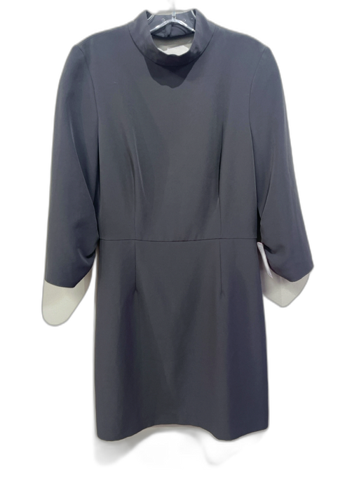 Milly Size 10 Gray Polyester Blend Mock Neck Open Back Above Knee Dress Gray / 10