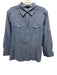 Theory Size L Dusty Blue Cotton Chambray Button Front Breast Pocket Collared Top Dusty Blue / L