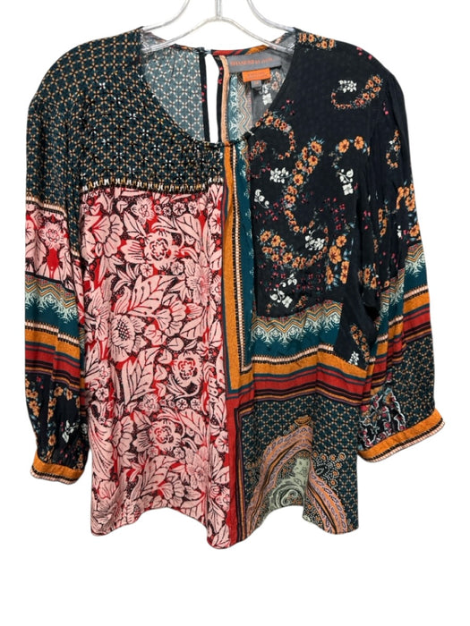 Bhanuni by Jyoti Size M Black & Multi Missing Fabric Tag Mixed Pattern Top Black & Multi / M