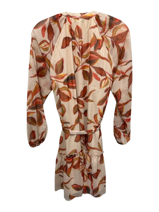 Adelyn Rae Size M Peach, Orange & Red Polyester Metallic Thread Botanical Dress Peach, Orange & Red / M