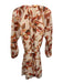 Adelyn Rae Size M Peach, Orange & Red Polyester Metallic Thread Botanical Dress Peach, Orange & Red / M