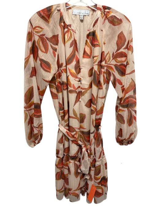 Adelyn Rae Size M Peach, Orange & Red Polyester Metallic Thread Botanical Dress Peach, Orange & Red / M