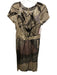 Etro Size 42 Gray, Red, Multi Short Sleeve Geometric Print Pleated Dress Gray, Red, Multi / 42