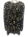 Loveshackfancy Size 2 Black & Gold Silk V Neck Clip Dots Metallic Tie Belt Dress Black & Gold / 2