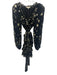 Loveshackfancy Size 2 Black & Gold Silk V Neck Clip Dots Metallic Tie Belt Dress Black & Gold / 2