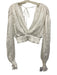 Majorelle Size S White Polyester Smocked V Neck Tie Detail Metallic Thread Top White / S