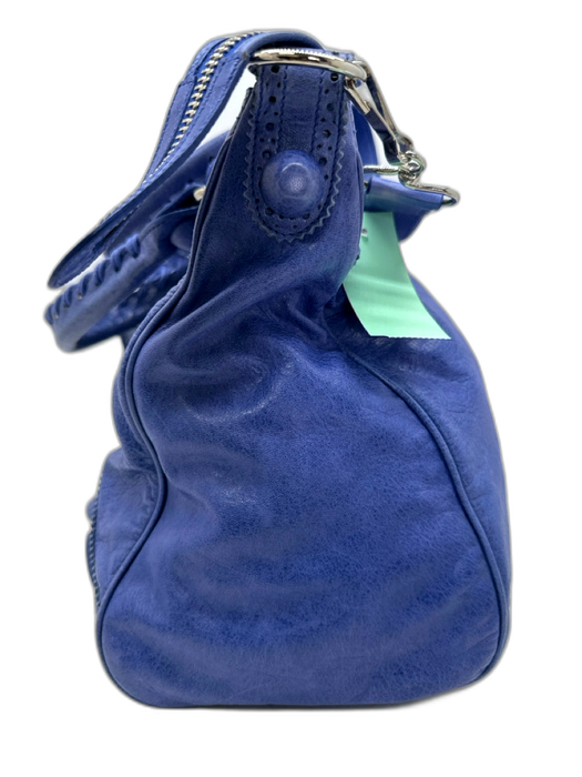 Balenciaga Periwinkle Blue Leather Stud Detail Silver Hardware Satchel Bag Periwinkle Blue / Medium
