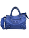 Balenciaga Periwinkle Blue Leather Stud Detail Silver Hardware Satchel Bag Periwinkle Blue / Medium
