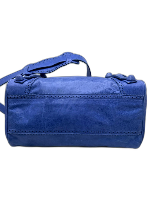 Balenciaga Periwinkle Blue Leather Stud Detail Silver Hardware Satchel Bag Periwinkle Blue / Medium