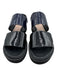 Lanvin Shoe Size 37.5 Black & Navy Patent Leather Round Toe 2 Strap Sandals Black & Navy / 37.5