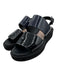 Lanvin Shoe Size 37.5 Black & Navy Patent Leather Round Toe 2 Strap Sandals Black & Navy / 37.5